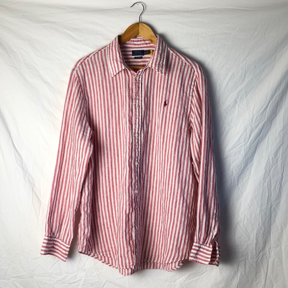 Polo Ralph Lauren Linen Button-down Shirt- Red Stripe Sz XXL